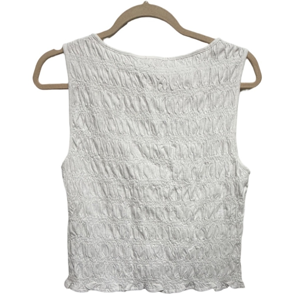 Madewell Smocked Boatneck Tank Top White Cotton Linen Blend Style NV912 Medium - Picture 8 of 11